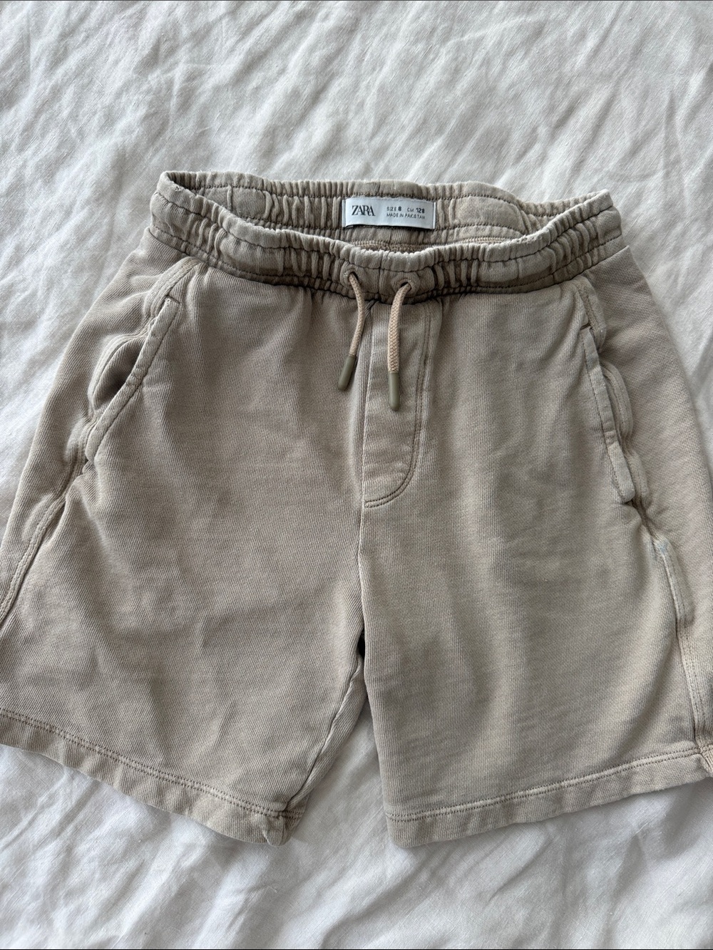 Zara Beige Drawstring Cotton-Blend Kids Shorts